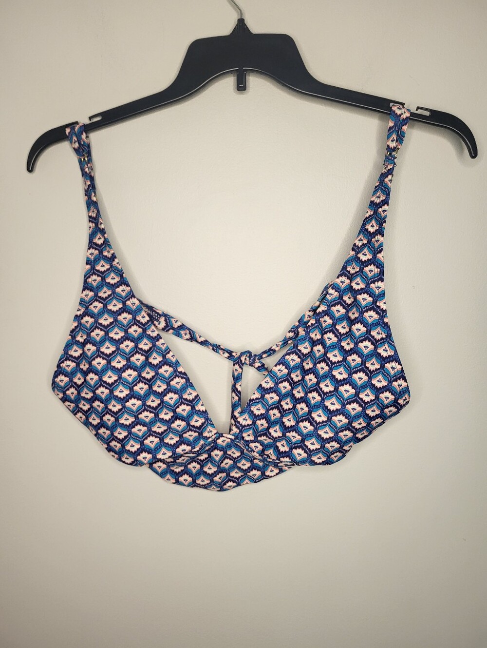 Mynah Blue Geometric Bikini Top Only Womens XL Resort Swimwear